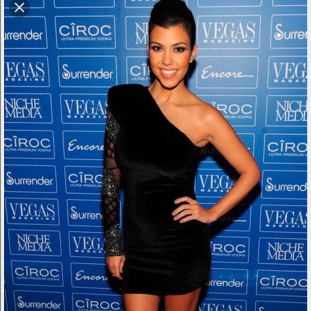 Brian Lichtenberg One Shoulder Velvet Dress L